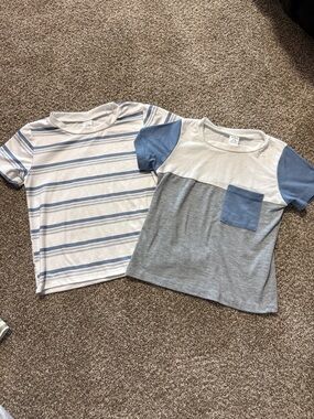 Blue and White Stripe Tee Set - Short Sleeve